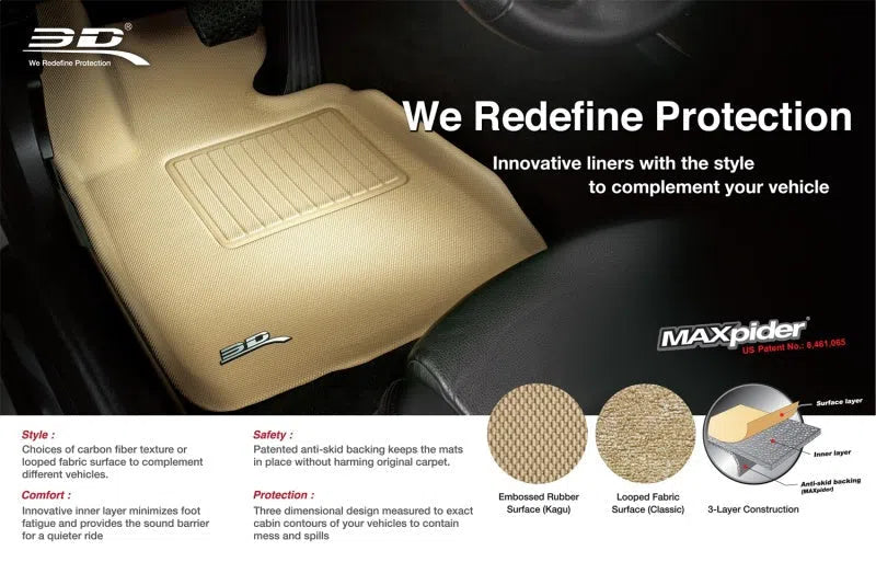 3D MAXpider 2009-2012 Dodge Ram 1500/2500/3500 Crew Cab Classic 2nd Row Floormats - Black-DSG Performance-USA
