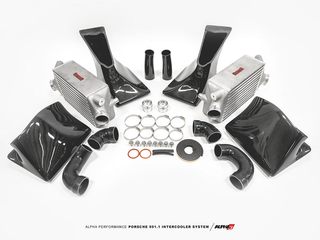 AMS Performance 13-15 Porsche 911 Turbo/Turbo S (991.1) Alpha Intercooler Kit w/Carbon Fiber Shrouds-DSG Performance-USA