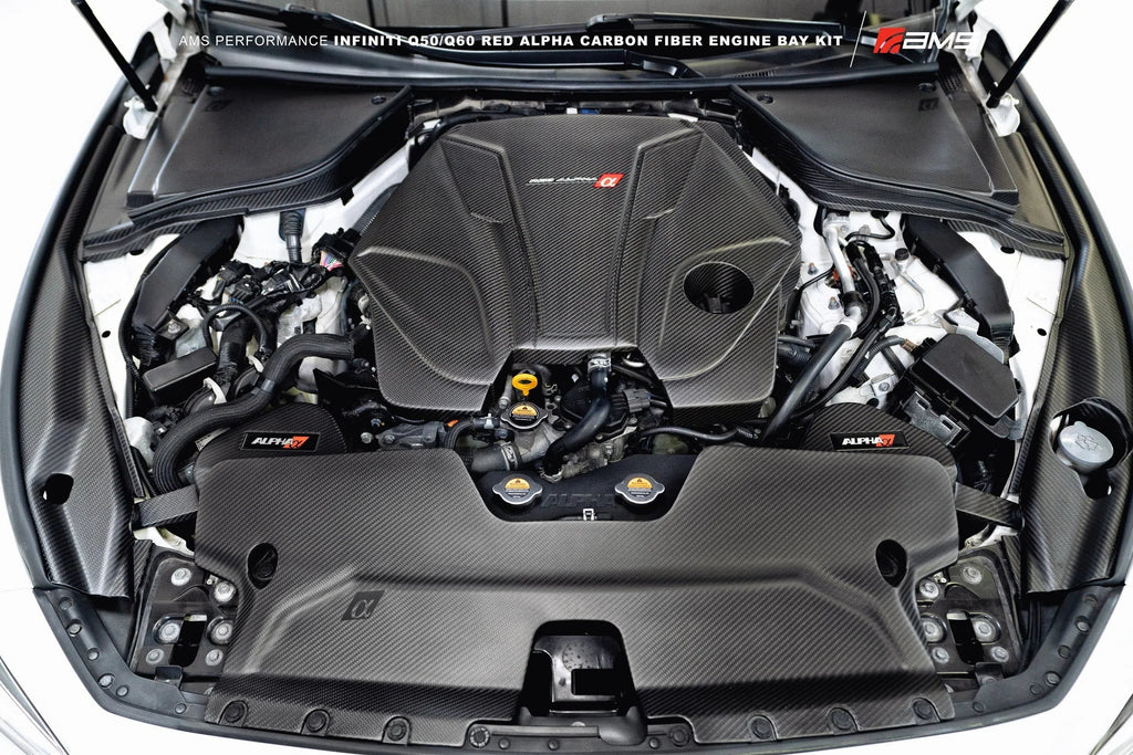 AMS Performance Infiniti 17+ Q60 / 16+ Q50 3.0TT Alpha Matte Carbon Engine Cover-DSG Performance-USA