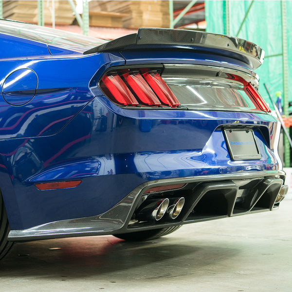 Anderson Composites 15-16 Ford Mustang R-Style Carbon Fiber Rear Valance (for Quad Tip Exhaust)-DSG Performance-USA
