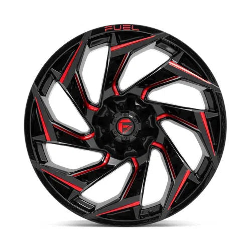 D755 Reaction Wheel - 24x12 / 8x165.1 / -44mm Offset - Gloss Black Milled With Red Tint-DSG Performance-USA