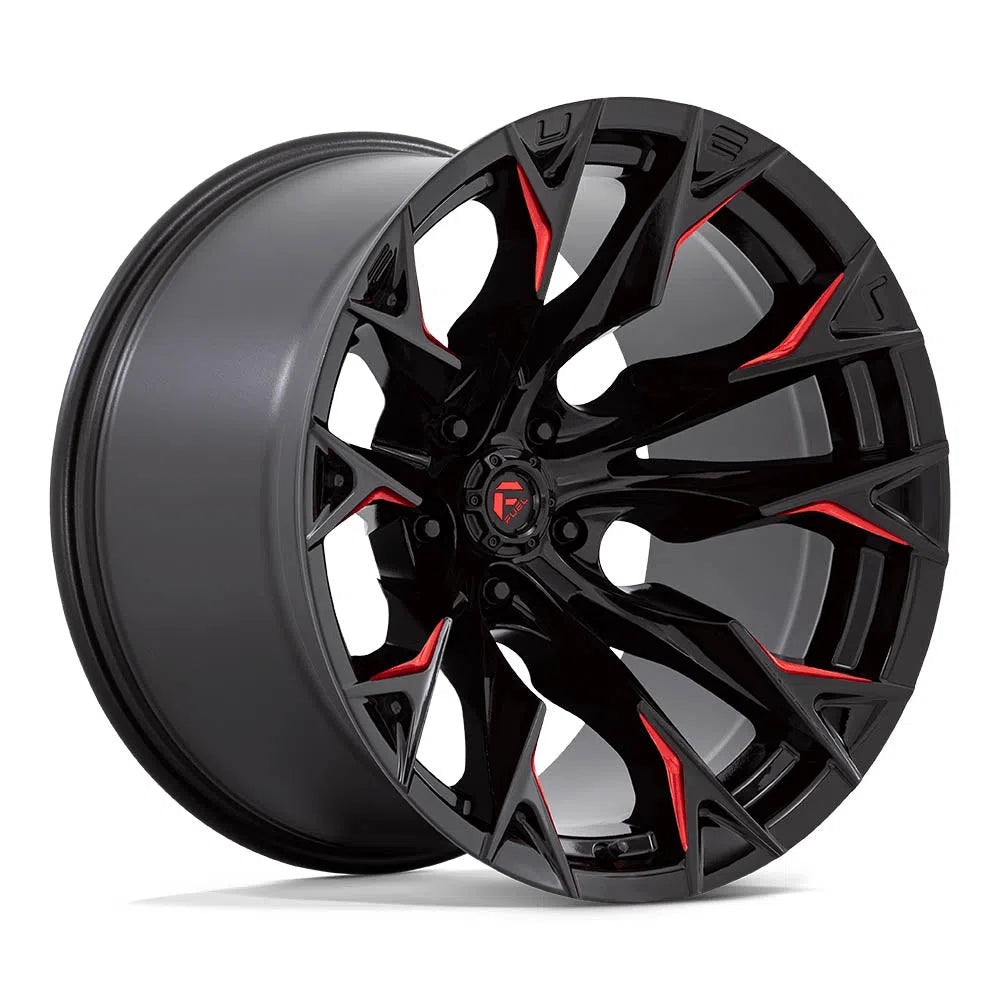 D823 Flame Wheel - 20x12 / 5x127 / -44mm Offset - Gloss Black Milled With Candy Red-DSG Performance-USA