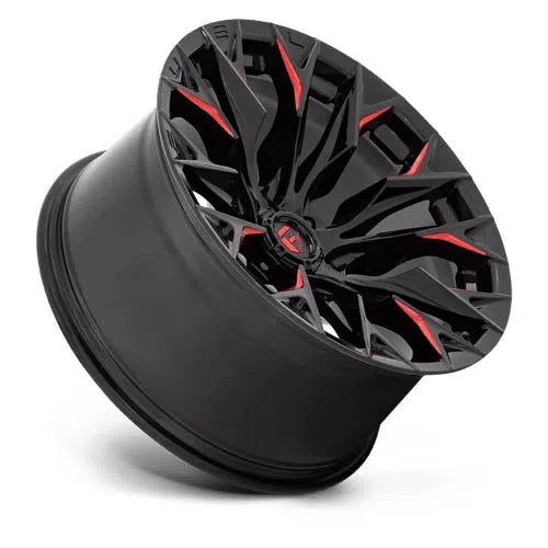 D823 Flame Wheel - 24x12 / 5x127 / -44mm Offset - Gloss Black Milled With Candy Red-DSG Performance-USA