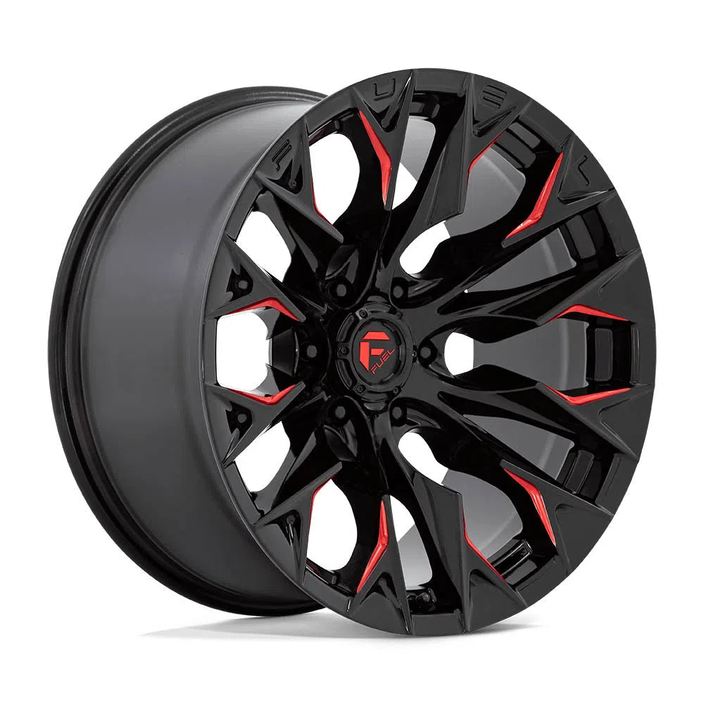 D823 Flame Wheel - 24x12 / 5x127 / -44mm Offset - Gloss Black Milled With Candy Red-DSG Performance-USA