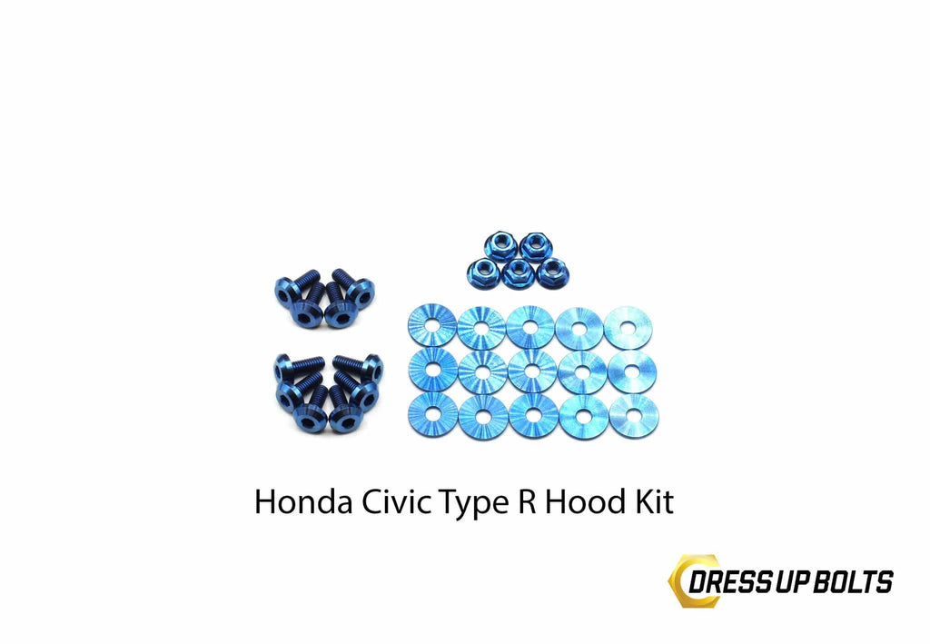 Dress Up Bolts Titanium Hardware Hood Kit - Honda Civic Type R (2017-2021)-DSG Performance-USA