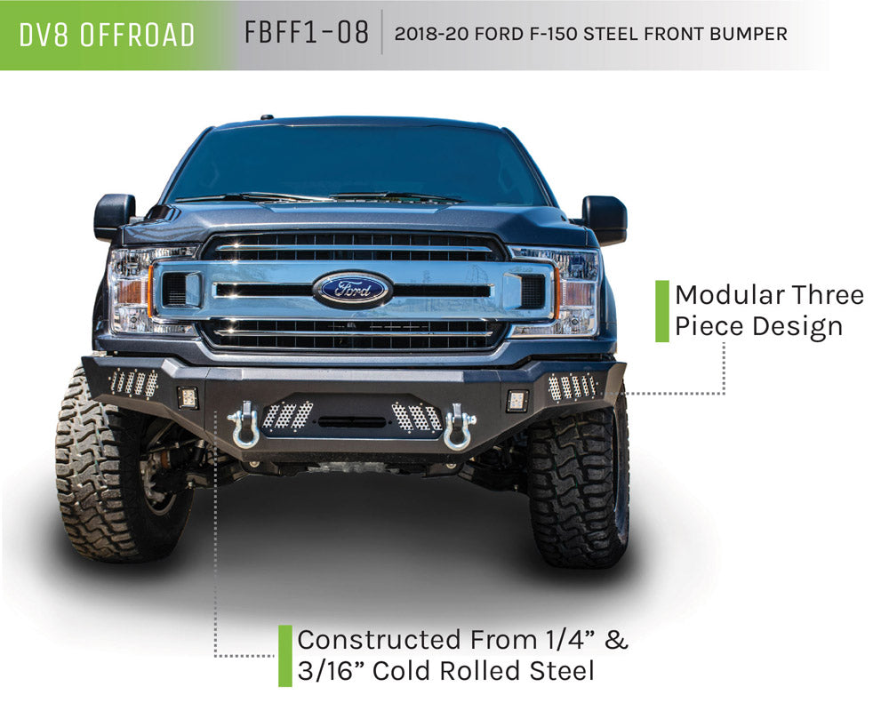 DV8 Offroad 2018+ Ford F-150 Front Bumper w/ Light Holes-DSG Performance-USA