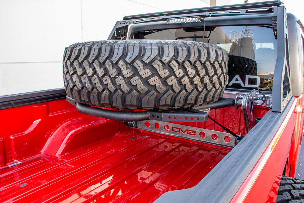 DV8 Offroad 2019+ Jeep Gladiator In-Bed Adjustable Tire Carrier-DSG Performance-USA