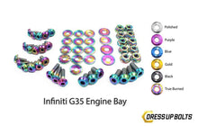 Load image into Gallery viewer, Infiniti G35 Coupe and Sedan (2003-2007) Titanium Dress Up Bolts Engine Bay Kit-DSG Performance-USA