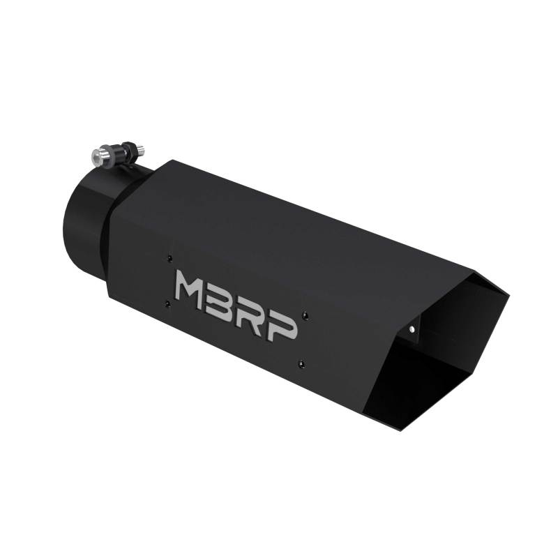 MBRP Universal Hex Tip 4in Inlet 16in Length w/ Logo - Black Coated-DSG Performance-USA