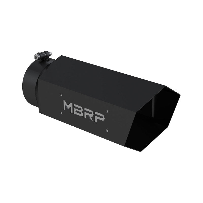 MBRP Universal Hex Tip 5in Inlet 16in Length w/ Logo - Black Coated-DSG Performance-USA