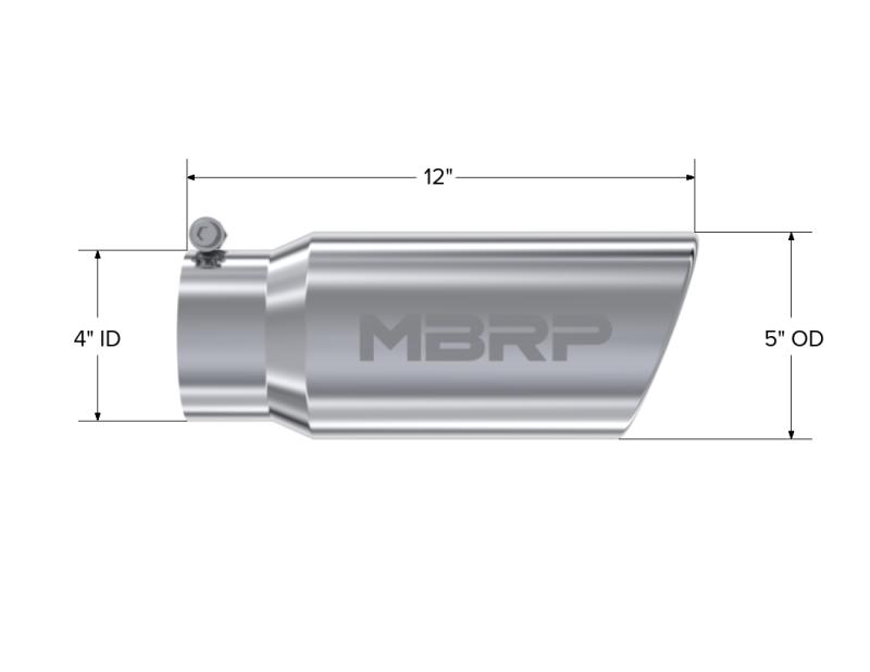 MBRP Universal Tip 5 O.D. Angled Rolled End 4 inlet 12 length-DSG Performance-USA