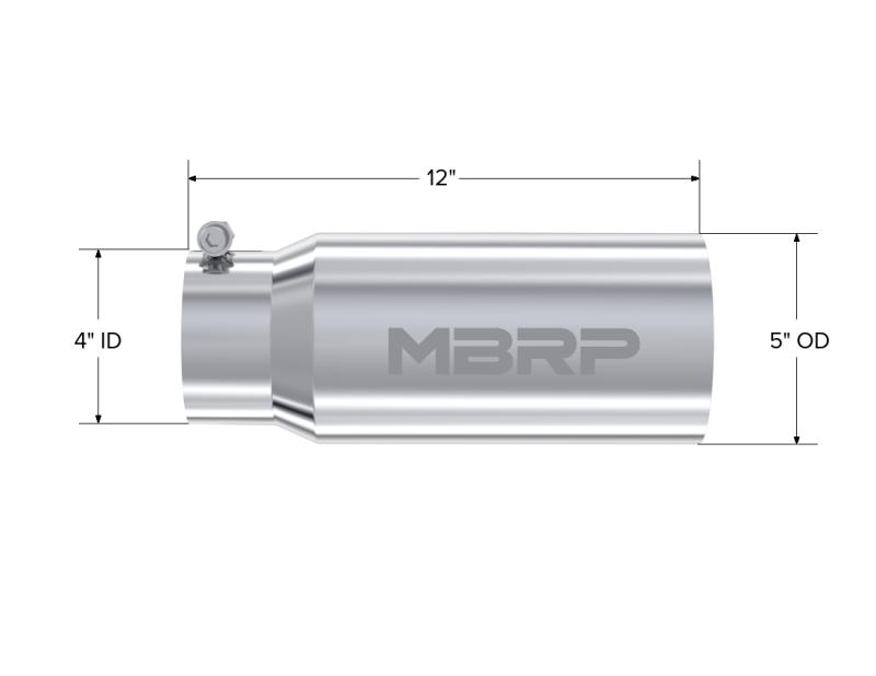 MBRP Universal Tip 5 O.D. Dual Wall Straight 4 inlet 12 length-DSG Performance-USA