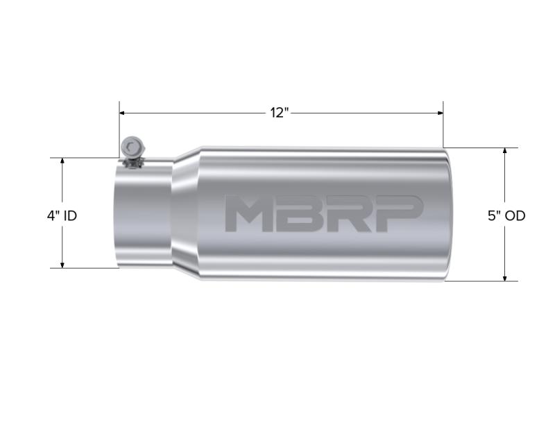 MBRP Universal Tip 5 O.D. Rolled Straight 4 inlet 12 length-DSG Performance-USA