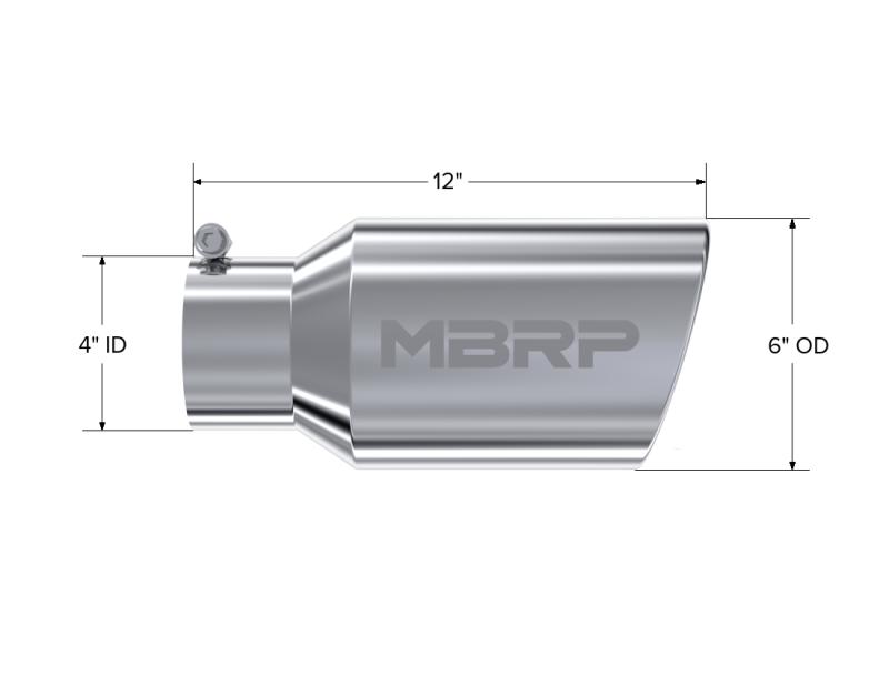 MBRP Universal Tip 6 O.D. Angled Rolled End 4 inlet 12 length-DSG Performance-USA
