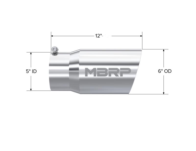 MBRP Universal Tip 6 O.D. Dual Wall Angled 5 inlet 12 length-DSG Performance-USA