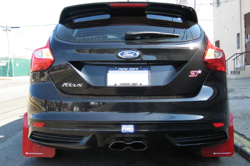Rally Armor 13+ Ford Focus ST Red Mud Flap w/ White Logo-DSG Performance-USA
