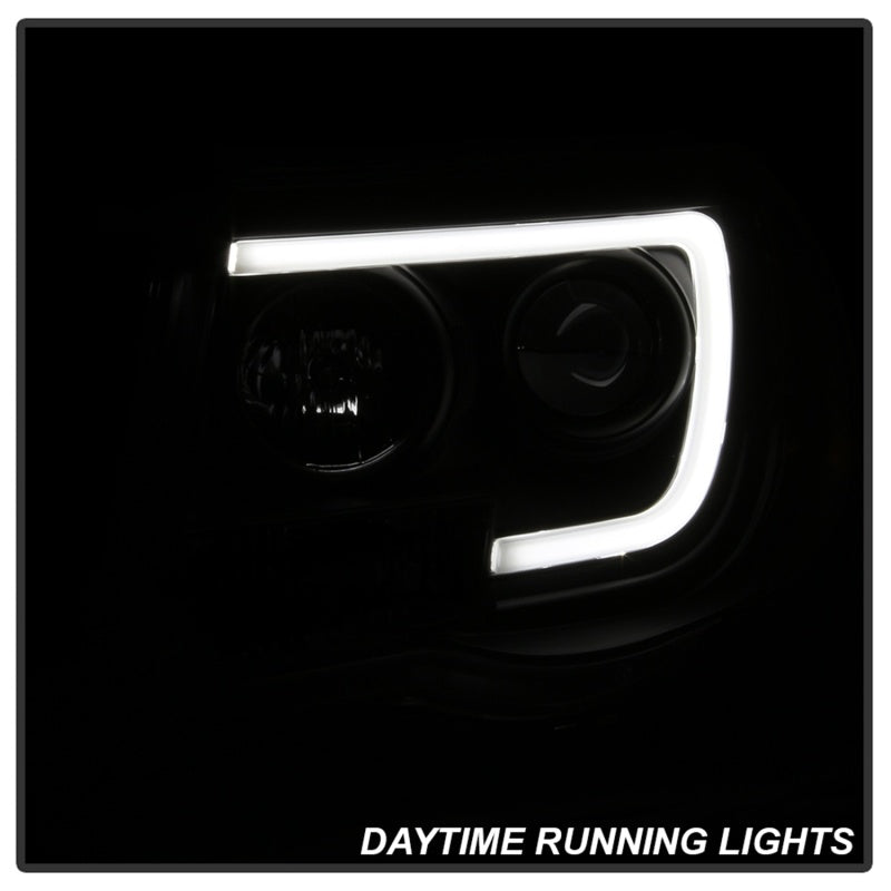 Spyder 05-11 Toyota Tacoma Ver 2 Proj Headlights - Light Bar DRL - Black Smoke PRO-YD-TT05V2-LB-BSM-DSG Performance-USA