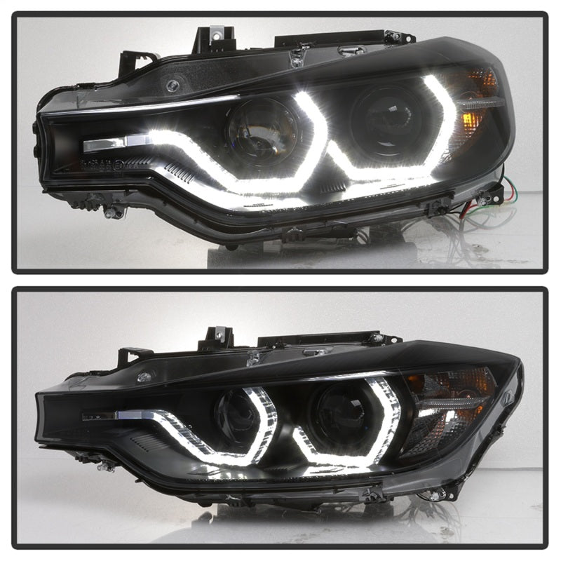 Spyder 12-14 BMW F30 3 Series 4DR Projector Headlights - LED DRL - Blk Smoke PRO-YD-BMWF3012-DRL-BSM-DSG Performance-USA