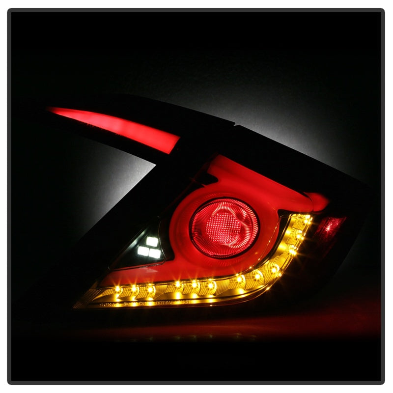 Spyder 16-18 Honda Civic 4 Door Light Bar LED Tail Lights - Black Smoke (ALT-YD-HC164D-LB-BSM)-DSG Performance-USA