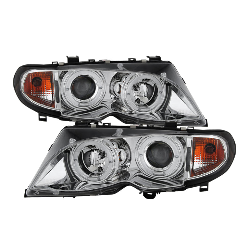 Spyder BMW E46 3-Series 02-05 4DR Projector Headlights 1PC LED Halo Chrm PRO-YD-BMWE4602-4D-AM-C-DSG Performance-USA