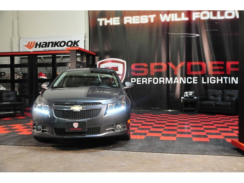 Spyder Chevy Cruze 11-14 Projector Headlights LED Halo -DRL Blk High H1 Low H7 PRO-YD-CCRZ11-DRL-BK-DSG Performance-USA