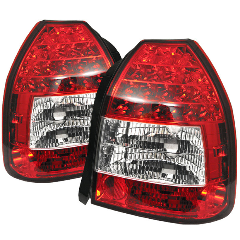 Spyder Honda Civic 96-00 3DR LED Tail Lights Red Clear ALT-YD-HC96-3D-LED-RC-DSG Performance-USA