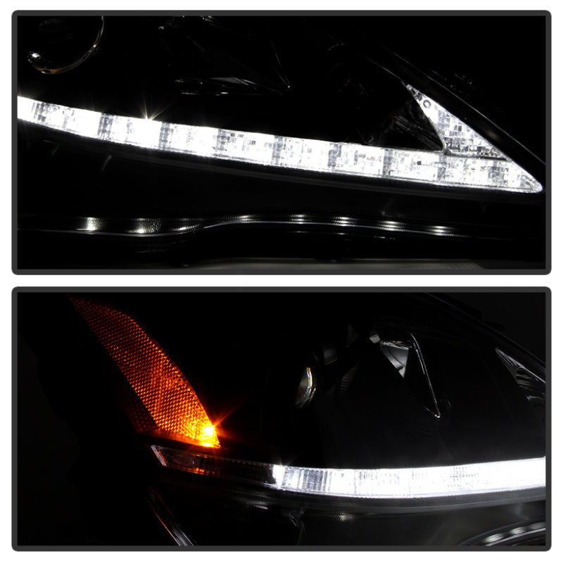 Spyder Lexus IS 250/350 2006-2010 Projector Headlights DRL Black PRO-YD-LIS06-DRL-BK-DSG Performance-USA
