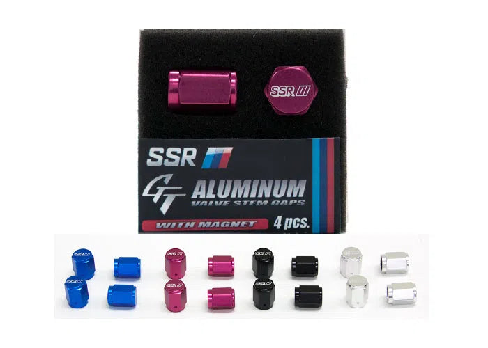 SSR Aluminum Valve Stem Cap with Magnet Set (4 pcs) - Red-DSG Performance-USA