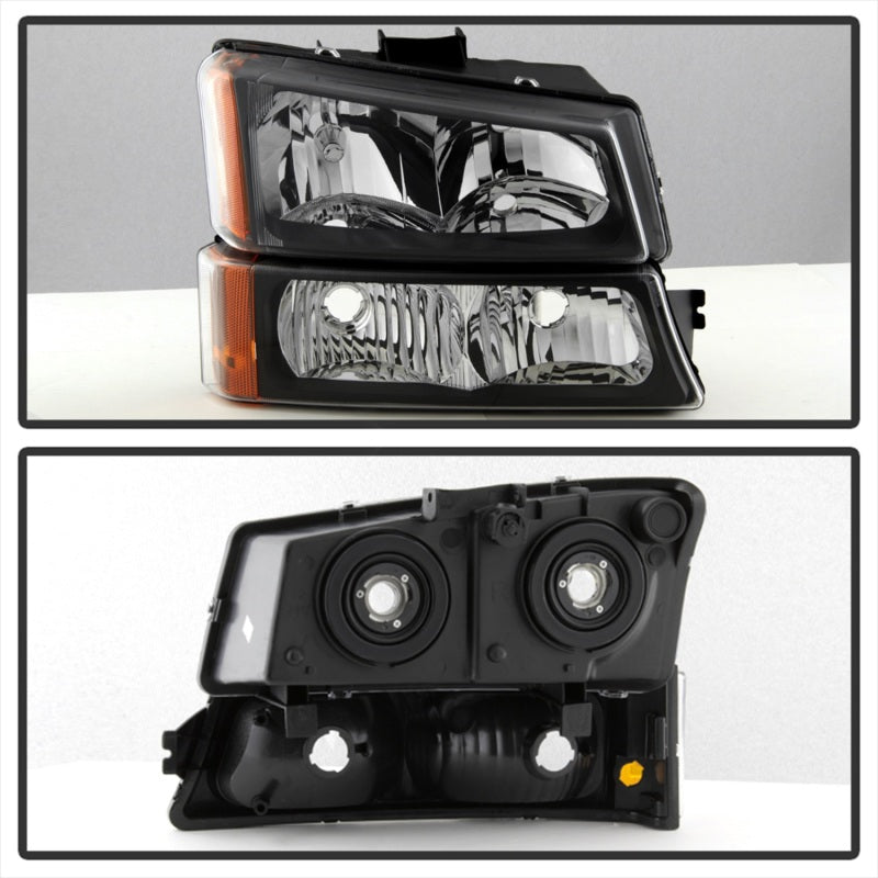 Xtune Chevy Silverado 2500HD 03-06 Crystal Headlights w/ Bumper Lights Black HD-JH-CSIL03-AM-BK-SET-DSG Performance-USA
