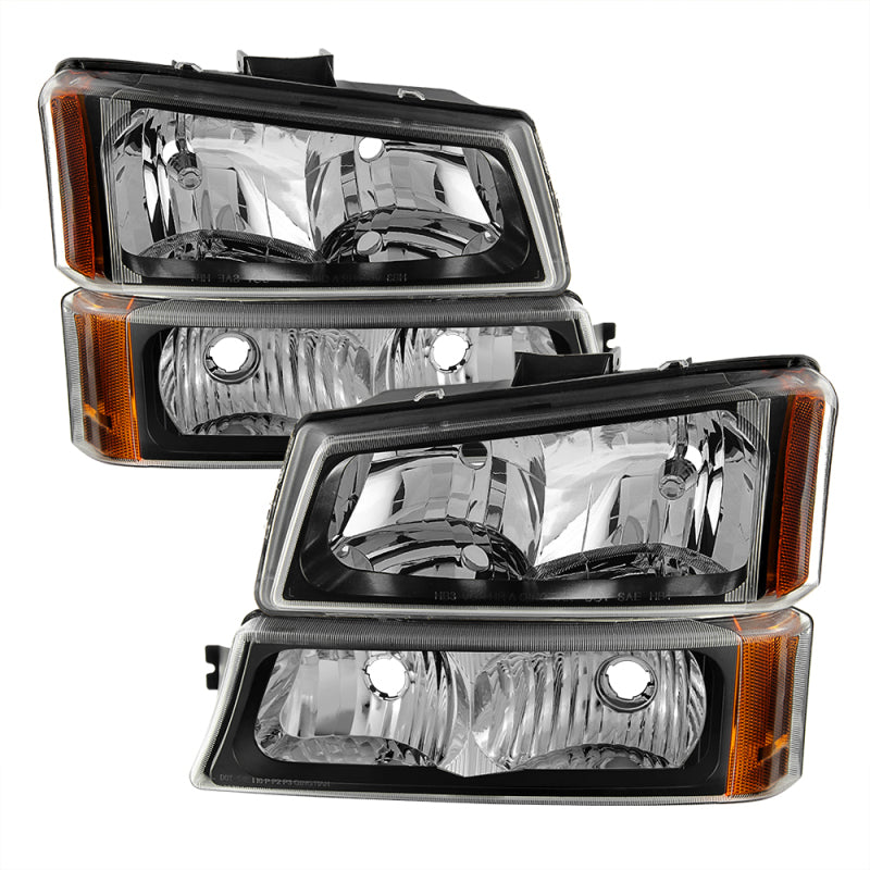 Xtune Chevy Silverado 2500HD 03-06 Crystal Headlights w/ Bumper Lights Black HD-JH-CSIL03-AM-BK-SET-DSG Performance-USA